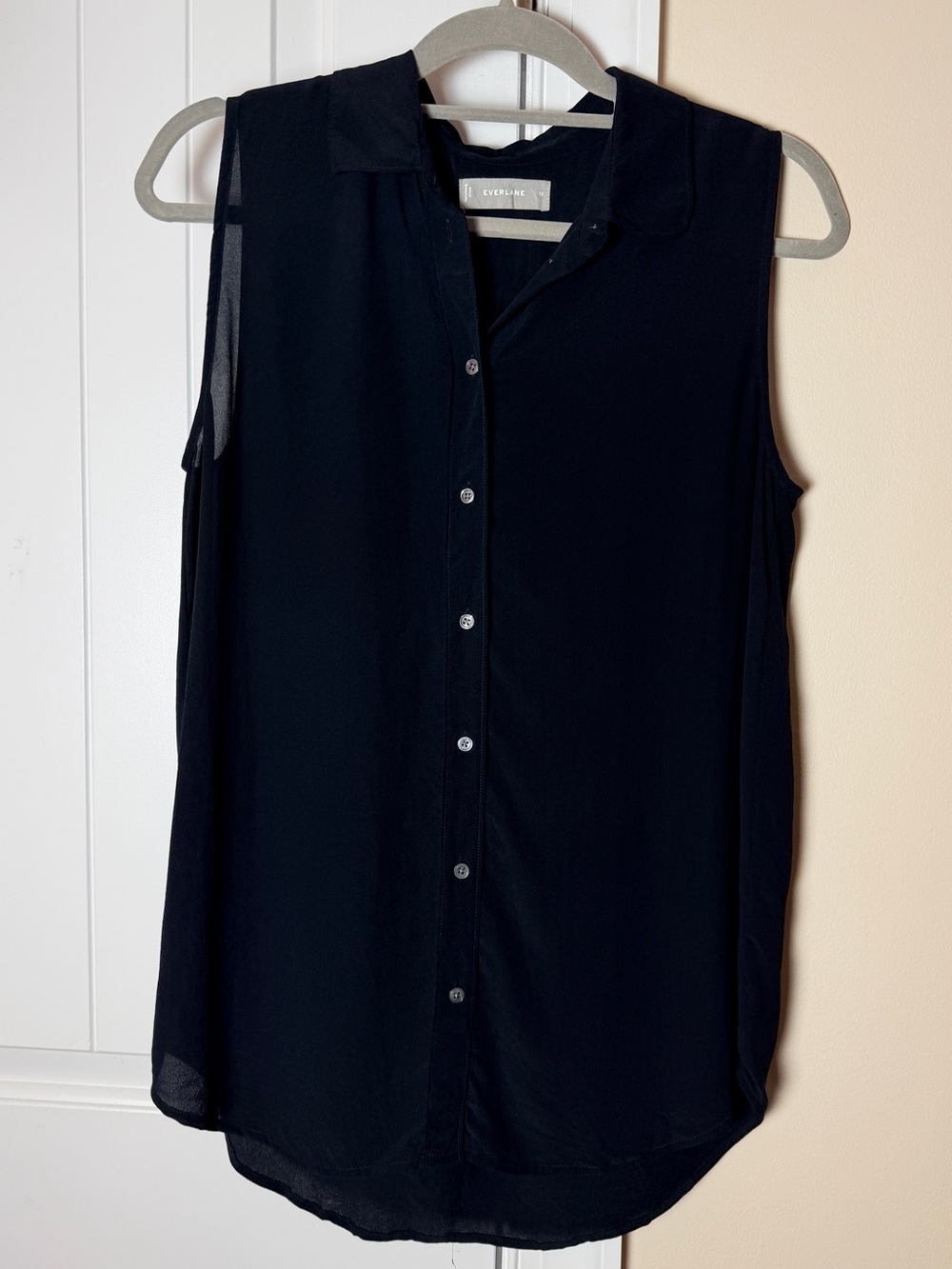 Everlane Black Sleeveless Button-Down Shirt